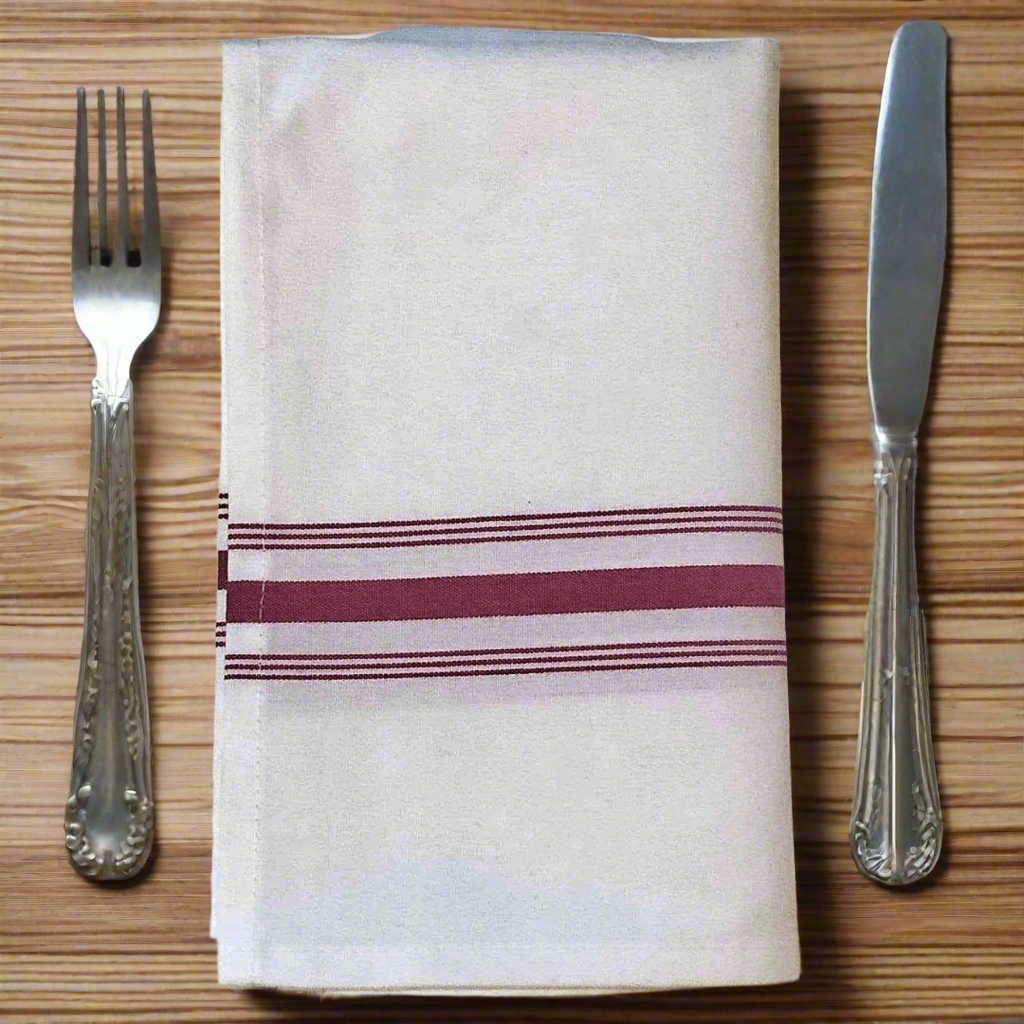 Red Stripe Bistro Napkins - Set of 12