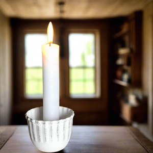 White Fluted Taper Candle Cup