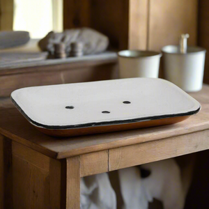 White Enamel Flat Soap Dish