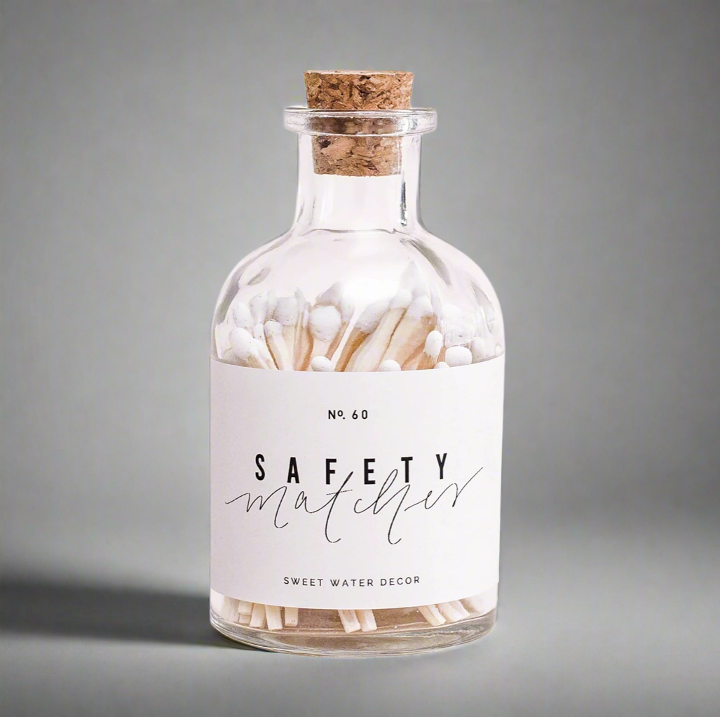 White Safety Matches - Apothecary Jar