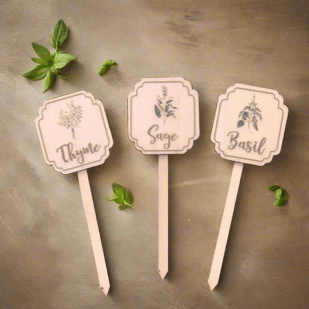 Wood Herb Pot Markers - Set of 3