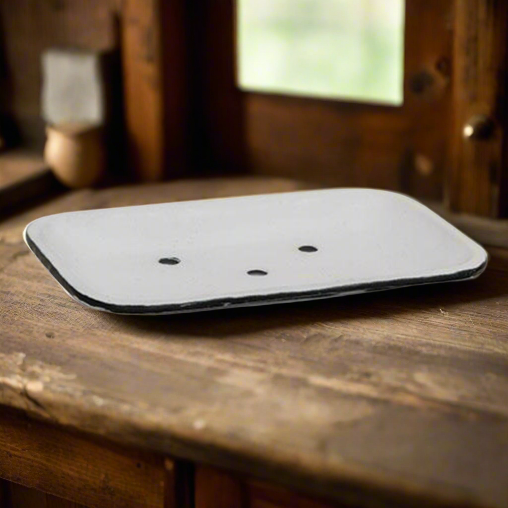 White Enamel Flat Soap Dish