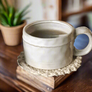 Whitewashed Stoneware Tea Cup