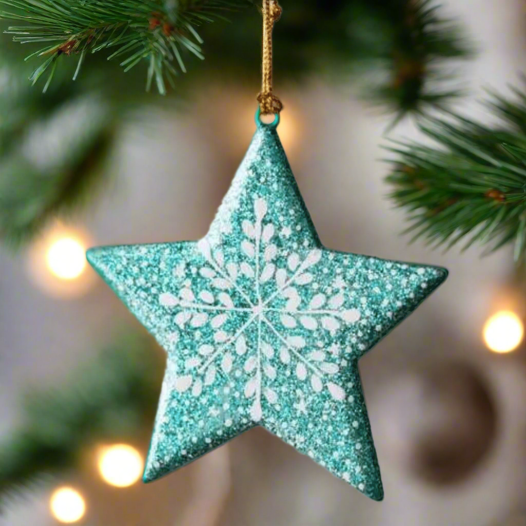 Turquoise Snowflake Ornament