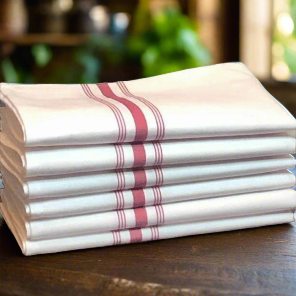 Red Stripe Bistro Napkins - Set of 12