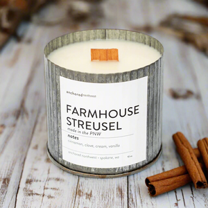 Galvanized Wood Wick Soy Candle - Farmhouse Streusel