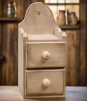 Antique Ivory Two-Drawer Shelf