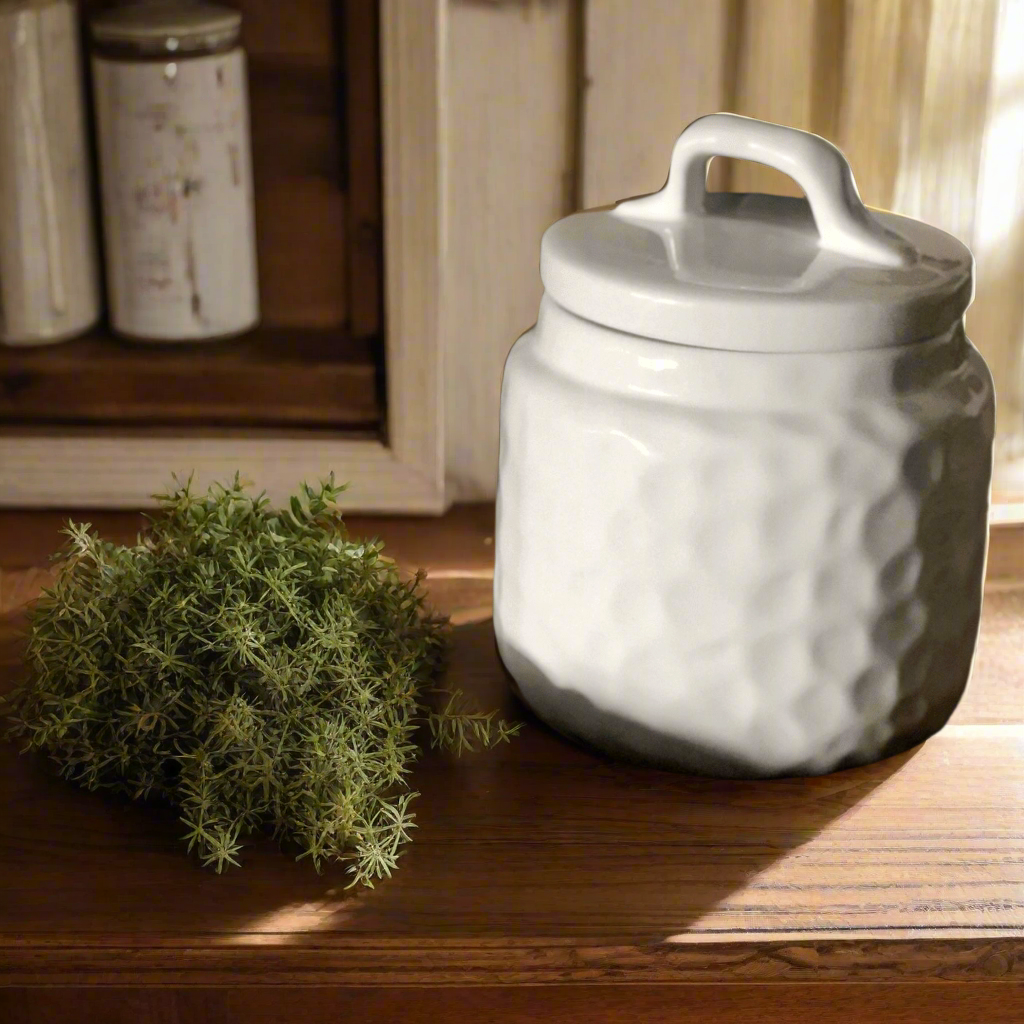 White Dimpled Farmhouse Canister