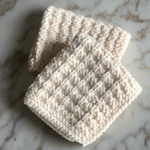 Hand-Knit Waffle Washcloth - Set of 2