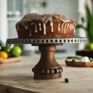 Beaded Wood Cake Stand/Pedestal