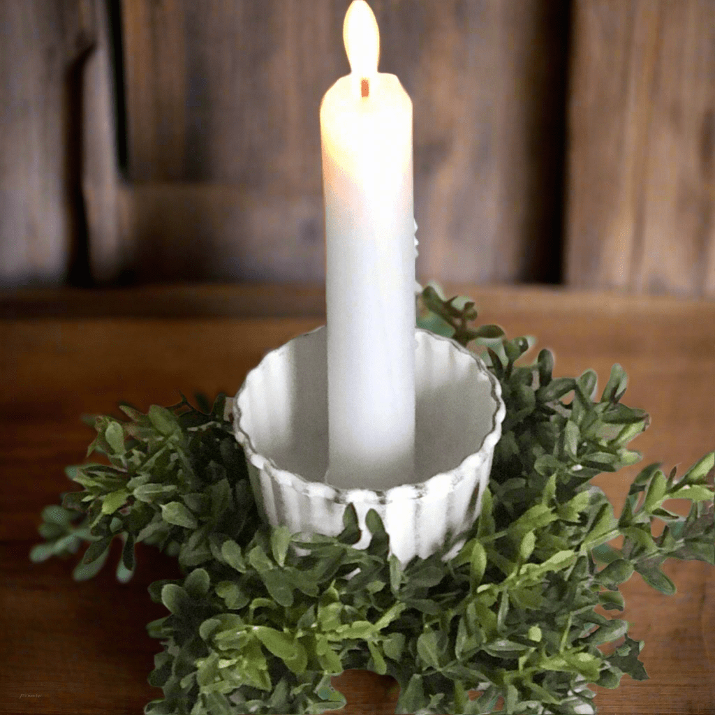 White Fluted Taper Candle Cup