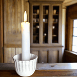 White Fluted Taper Candle Cup