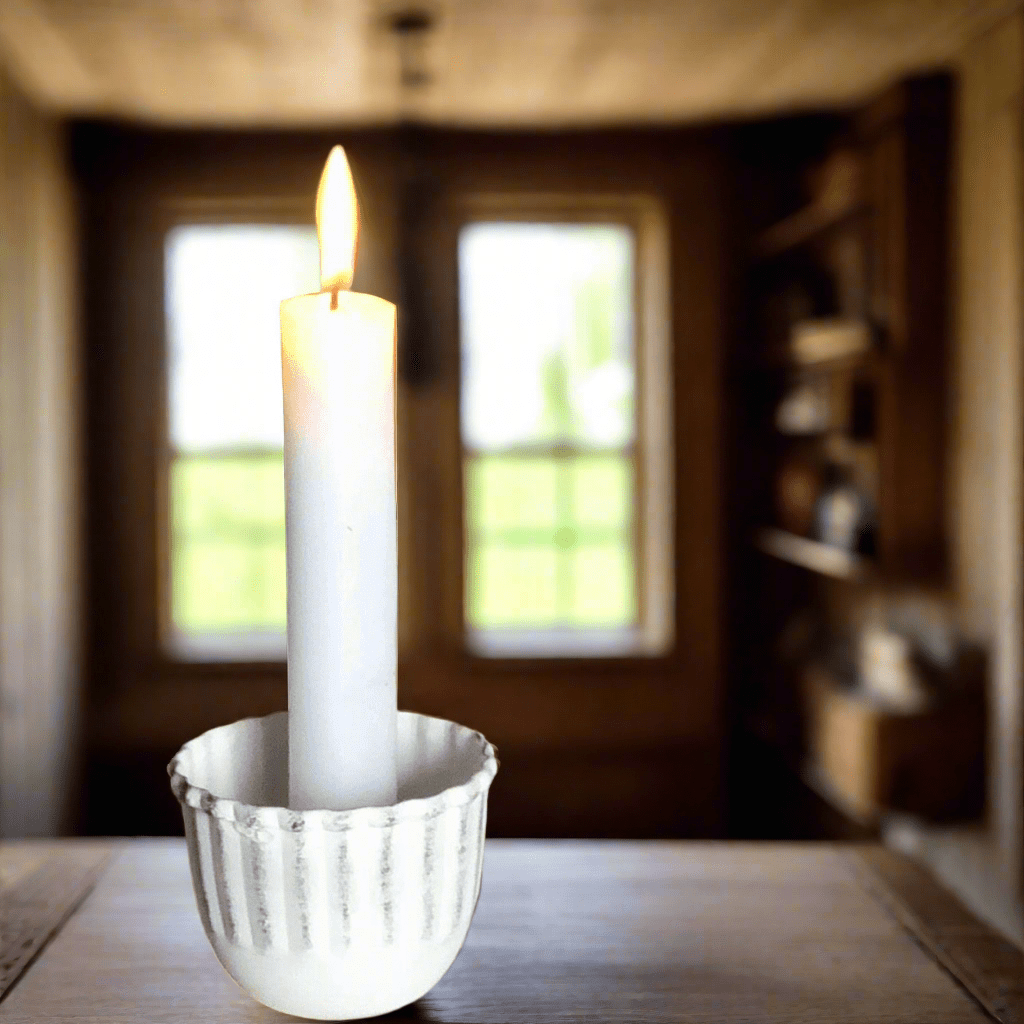 White Fluted Taper Candle Cup