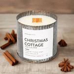 Galvanized Wood Wick Soy Candle - Christmas Cottage