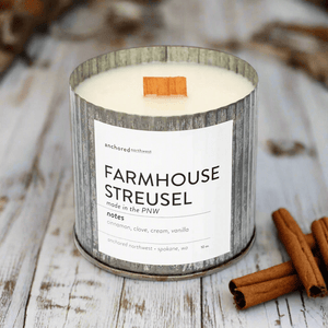 Galvanized Wood Wick Soy Candle - Farmhouse Streusel