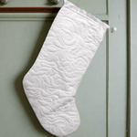 White Quilt and Ruffles Stocking