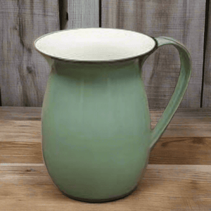 Country Green Enamel Pitcher with Black Rim