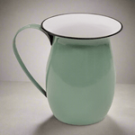 Country Green Enamel Pitcher with Black Rim