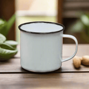 White Enamel Soup Mugs - Set of 2