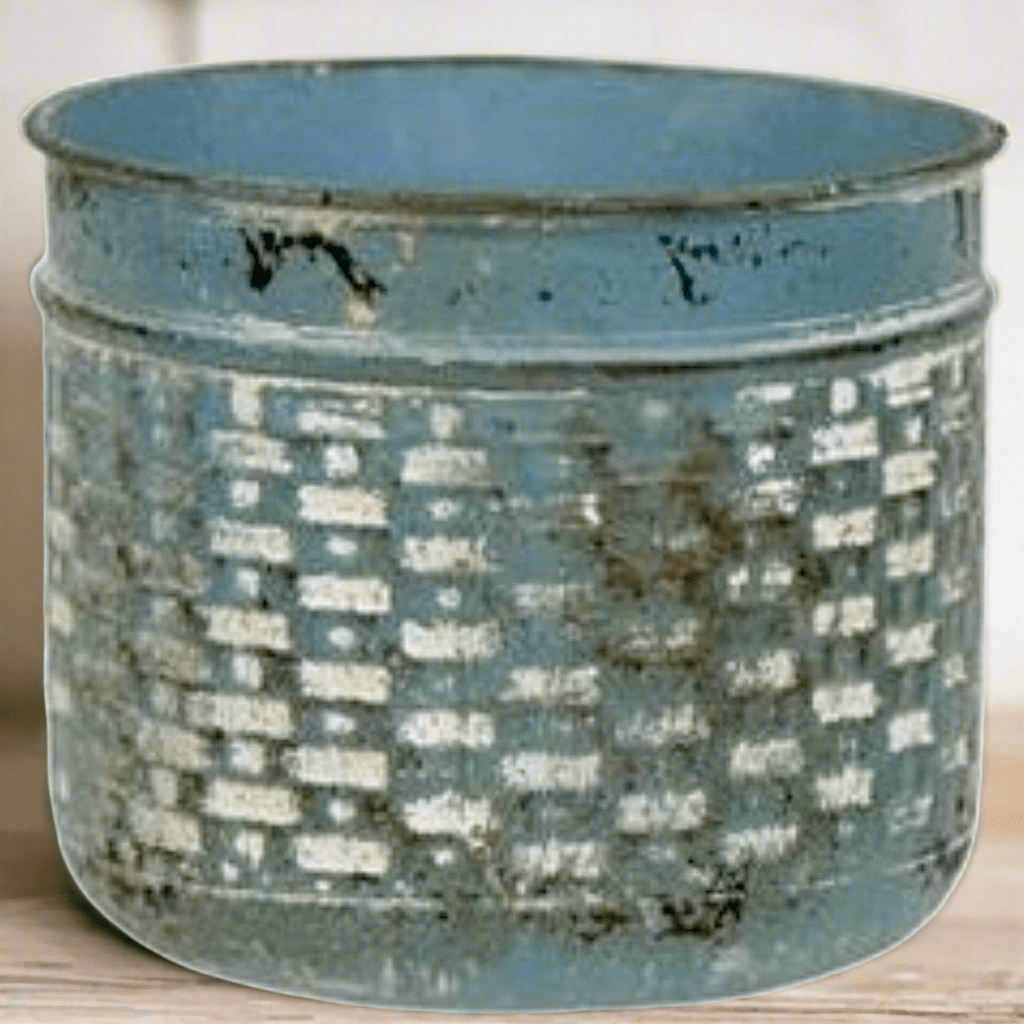 Vintage Style Blue Basketweave Pot