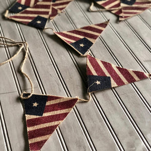 Rustic Burlap American Flag Banner