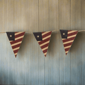 Rustic Burlap American Flag Banner