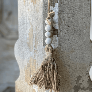 White Wash Hanging Beads & Tassel