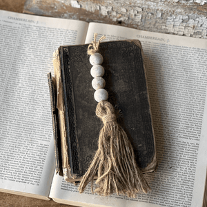 White Wash Hanging Beads & Tassel