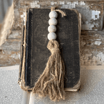 White Wash Hanging Beads & Tassel