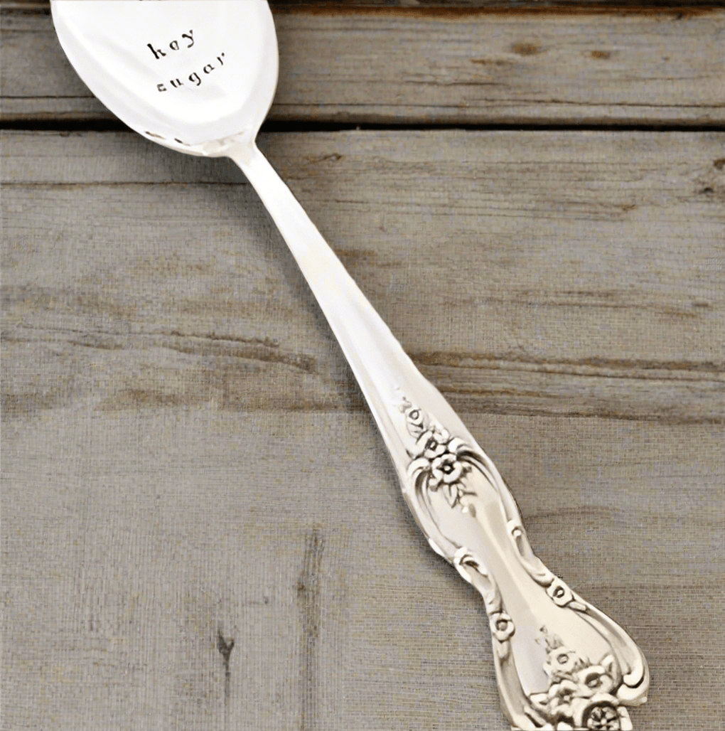 Hand Stamped Vintage Spoon - Hey Sugar