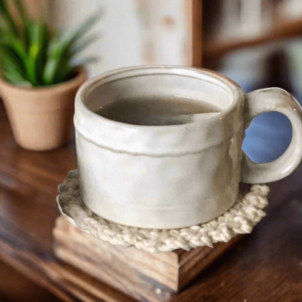 Whitewashed Stoneware Tea Cup