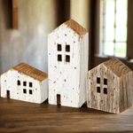 Rustic Houses Shelf Sitters - Set of 3