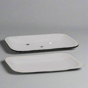 White Enamel Flat Soap Dish