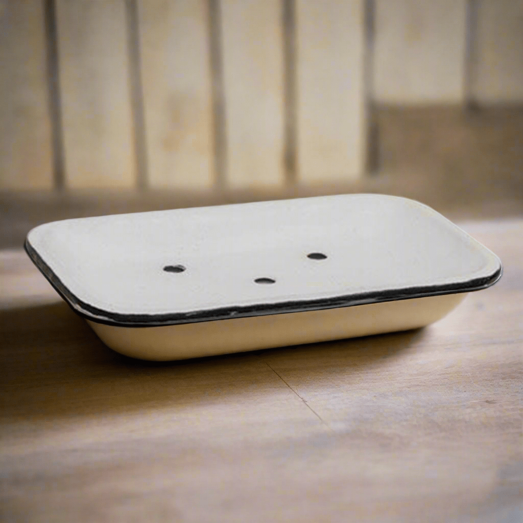 White Enamel Flat Soap Dish