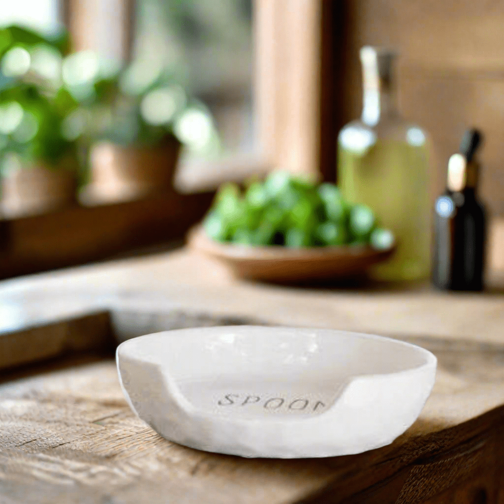 White Ceramic Spoon Rest