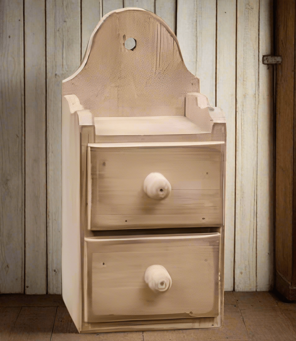 Antique Ivory Two-Drawer Shelf