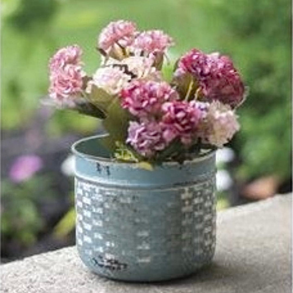 Vintage Style Blue Basketweave Pot