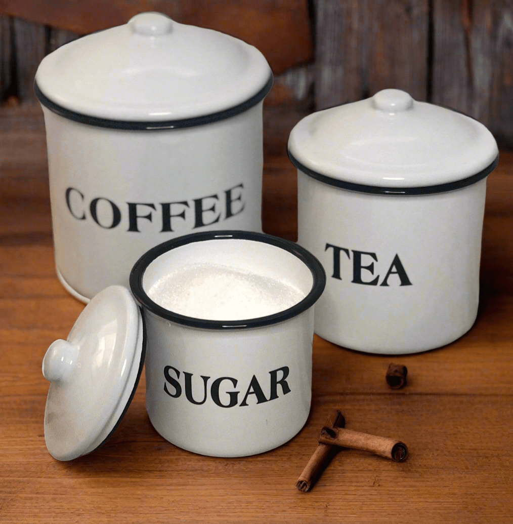 White Enamel Canister Set