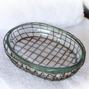 Oval Soap Dish with Glass Liner