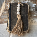 White Wash Hanging Beads & Tassel