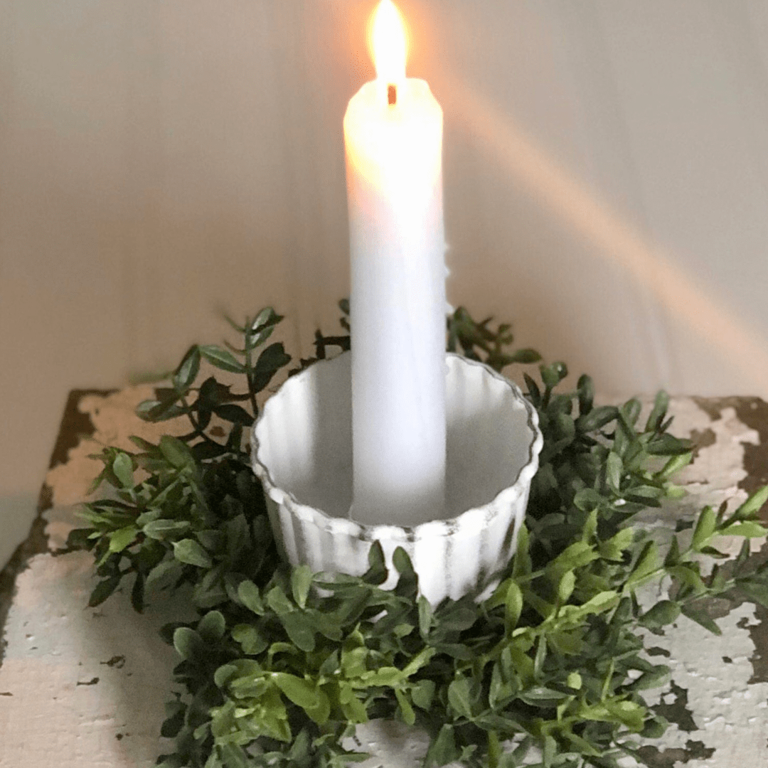 White Fluted Taper Candle Cup
