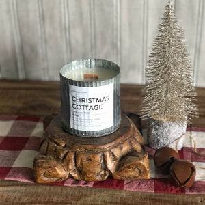 Galvanized Wood Wick Soy Candle - Christmas Cottage