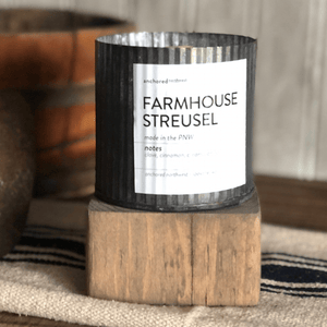 Galvanized Wood Wick Soy Candle - Farmhouse Streusel