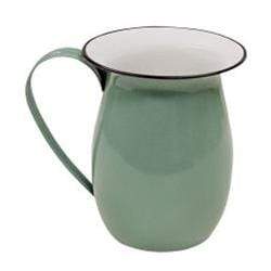 Country Green Enamel Pitcher with Black Rim