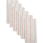 Country Red Striped Linen Napkins - Set of 6