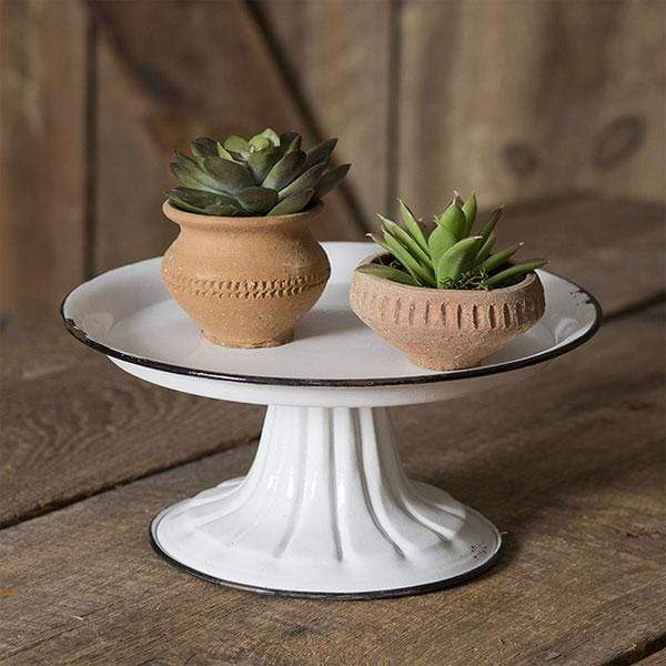 Enamel Style Cake Pedestal with Black Rim