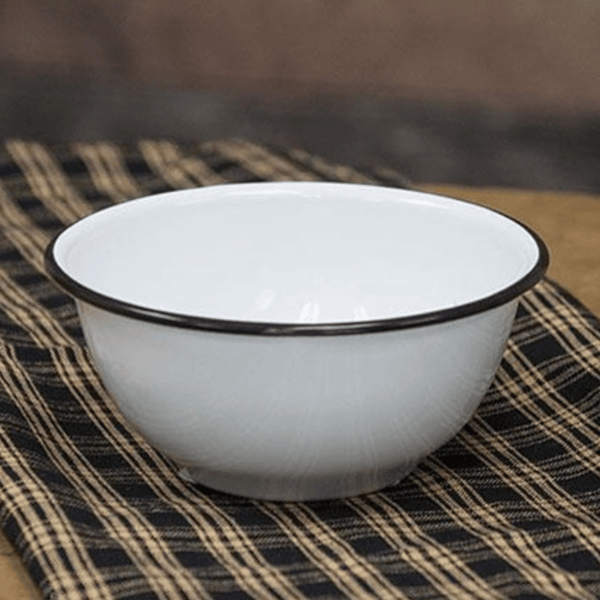 White Enamel Bowls with Black Rim - Set of 4 – HeritageHome