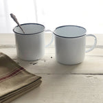 White Enamel Soup Mugs - Set of 2