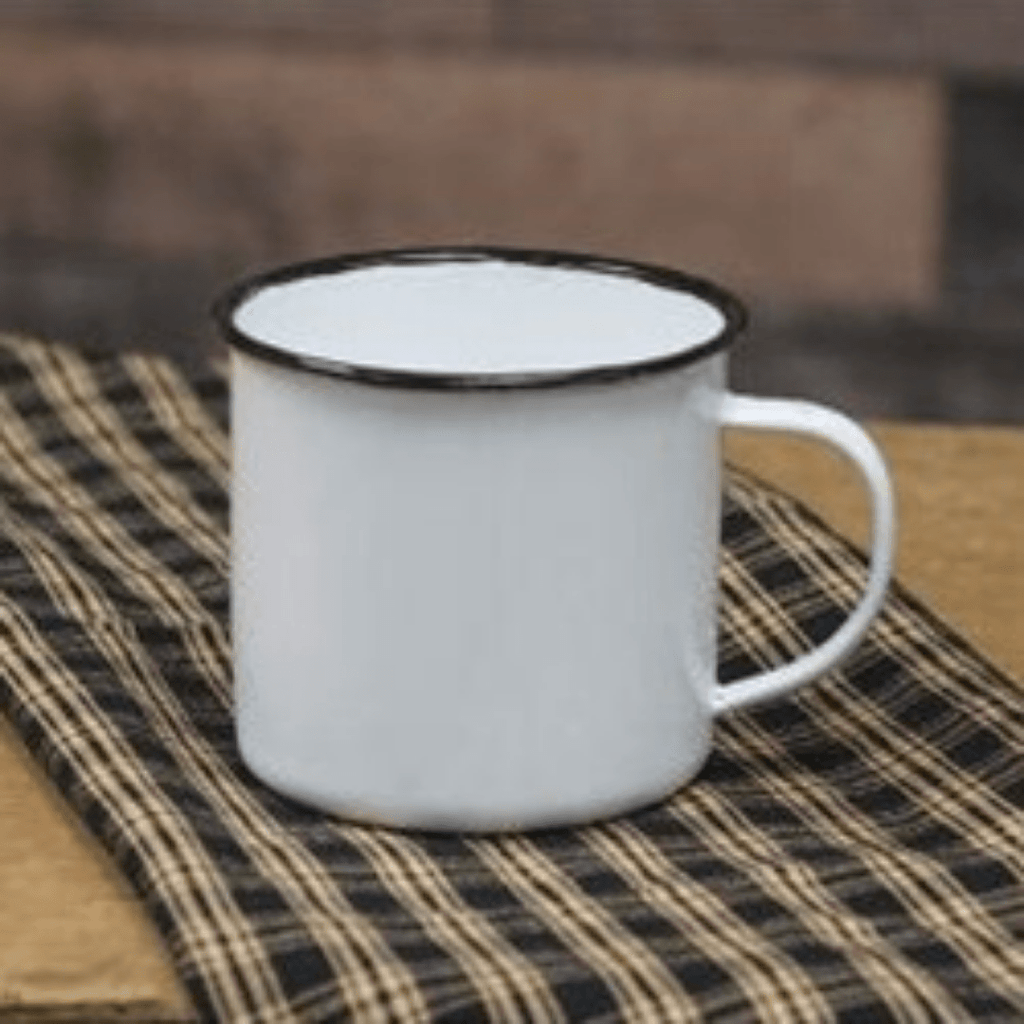 White Enamel Soup Mugs - Set of 2