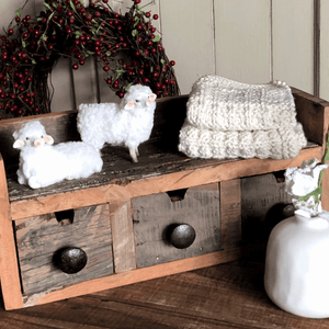 Wooly Sheep Figurines - Set of 2